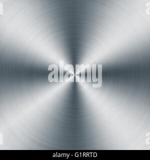 Circular brushed metallic texture. Silver blue abstract background Stock Photo