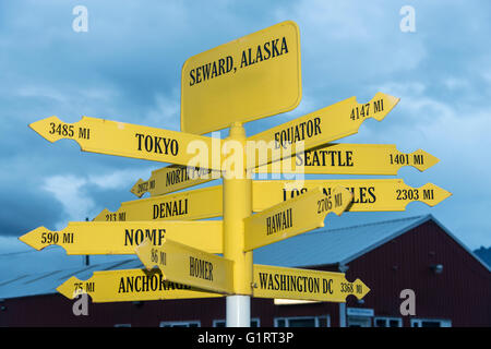 Distance sign direction Stock Photo