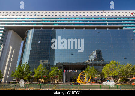 A high-rise building with reflections in Santiago, Chile, South America. Stock Photo
