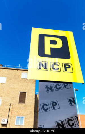 NCP national car park parks parking sign logo signs UK England Stock Photo