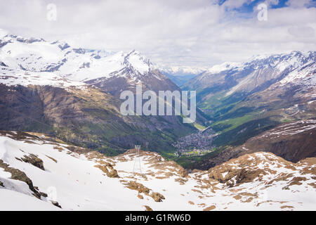 Zermatt, Switzerland with snow covered mountains Stock Photo