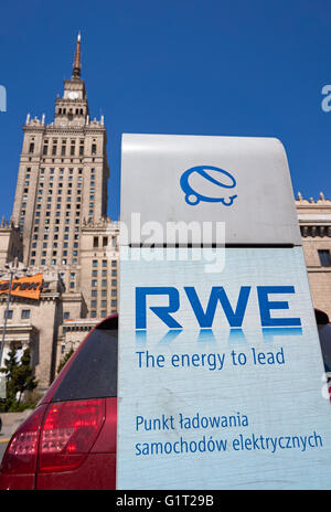 RWE electric car charging point in Warsaw, Poland Stock Photo