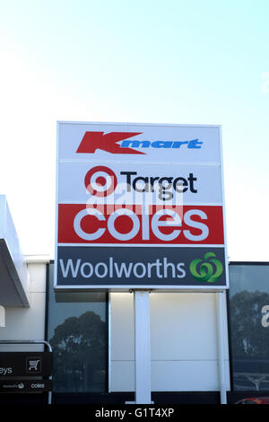 Kmart, Coles, Target, Woolworth - major supermarket/grocery and department stores chain in Australia Stock Photo