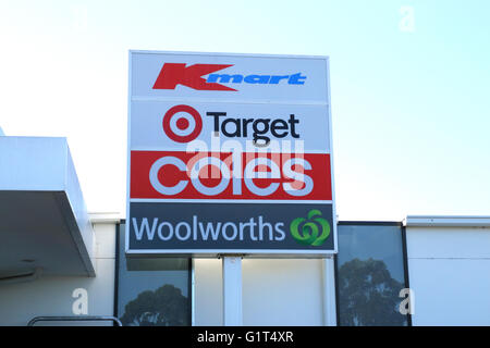 Kmart, Coles, Target, Woolworth - major supermarket/grocery and department stores chain in Australia Stock Photo