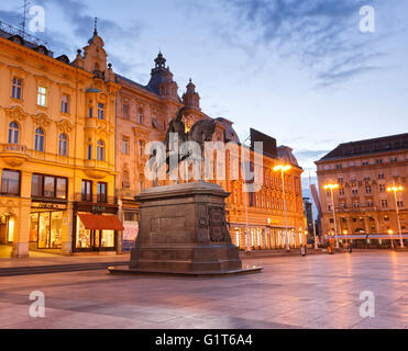 Ban Josip Jelacic statue in Zagreb city on central square Stock Photo