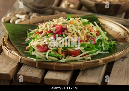 Green papaya salad Som Tam. Thailand Food Stock Photo