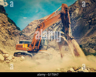 Road construction in Himalayas Stock Photo