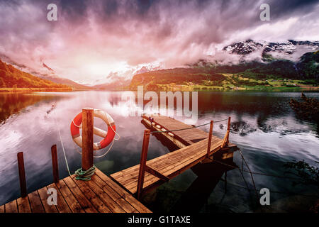 Beautiful Nature Norway natural landscape. Filter applied in post-production. Stock Photo