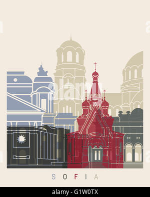 Sofia skyline poster in editable vector file Stock Photo