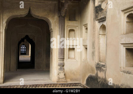 Inner view of Datia Palace, Also known as Bir Singh Palace or Bir Singh Dev Palace. Stock Photo