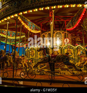 Fairground Carousel London South Bank England Night