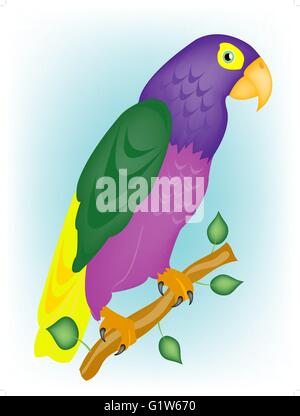 Beautiful tropical parrot on branch tree Stock Vector