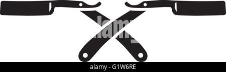 Barber razor sharps crossed Stock Vector