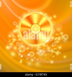 Compact Disc Isolated on Orange  Background Stock Vector
