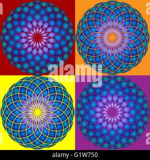 Collection of 4 Mandala. Seamless pattern. Stock Vector
