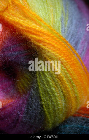 Knitting wool ball  on old wooden table Stock Photo