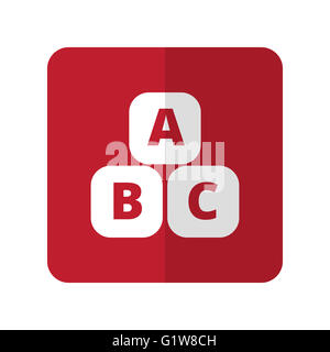 White Abc Blocks flat icon on red rounded square on white Stock Photo