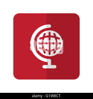 White Earth Globe flat icon on red rounded square on white Stock Photo