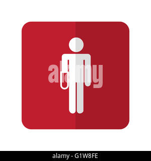 White Hand flat icon on red rounded square on white Stock Photo