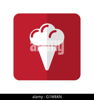 White Ice Cream flat icon on red rounded square on white Stock Photo