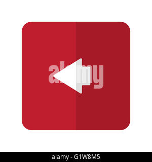 White Arrow Left flat icon on red rounded square on white Stock Photo