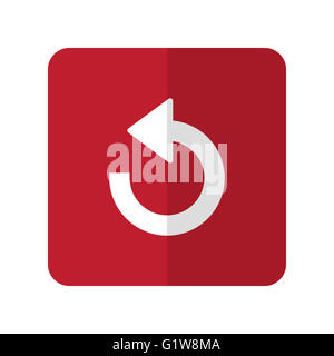 White Undo flat icon on red rounded square on white Stock Photo