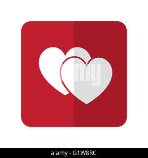 White Love Sign flat icon on red rounded square on white Stock Photo