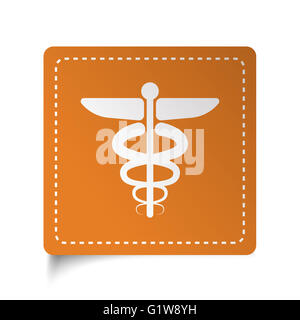 White flat Medical Symbol icon on orange sticker Stock Photo