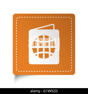 White flat Passport icon on orange sticker Stock Photo