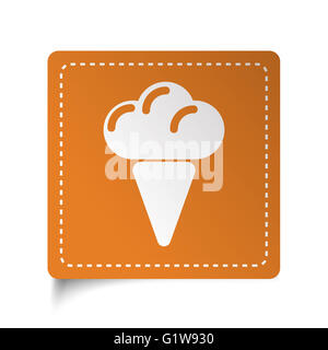 White flat Ice Cream icon on orange sticker Stock Photo