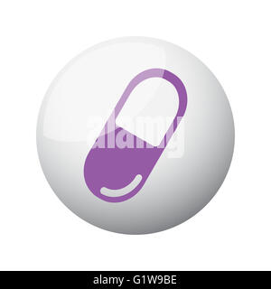 Flat purple Pill icon on 3d sphere Stock Photo