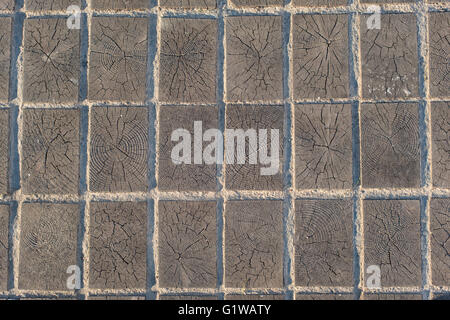 wooden blocks timber pavement texture background. Stock Photo