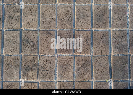wooden blocks timber pavement texture background. Stock Photo