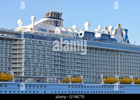 Ovation of the Seas cruise ship entering Piraeus port, Greece Stock Photo