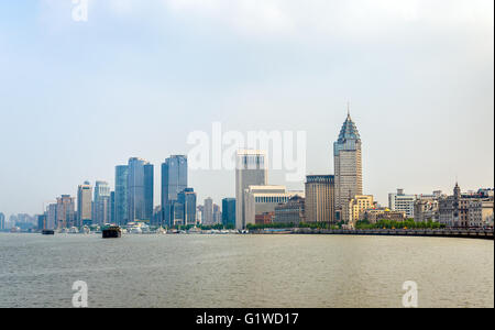 Shanghai skyline above the Huangpu River in China Stock Photo