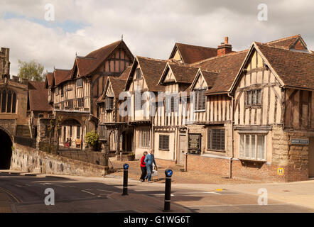 The medieval Lord Leycester Hospital buildings, The High St, Warwick, Warwickshire England UK Stock Photo