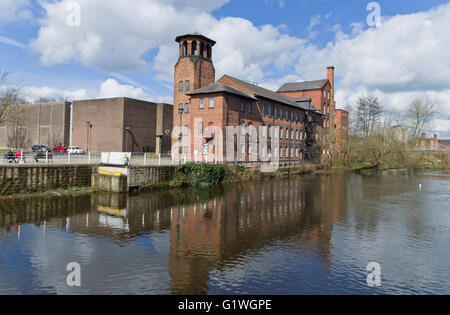 The Silk Mill Museum on the banks of the River Derwent in the city of Derby. Stock Photo