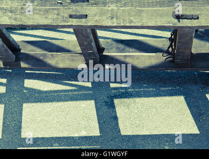 Old ladder on the ground, vintage style with copy space Stock Photo