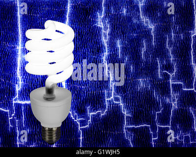 New style light bulb on electric blue abstract background. Stock Photo