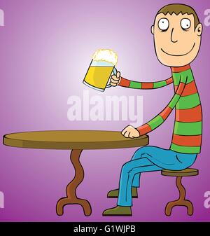 Man Drinking Beer Stock Vector