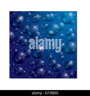 Transparent Soap Bubbles on Blue Background. Vector Illustration. Stock Vector