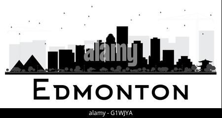 Edmonton City skyline black and white silhouette. Vector illustration. Simple flat concept for tourism presentation, banner Stock Vector