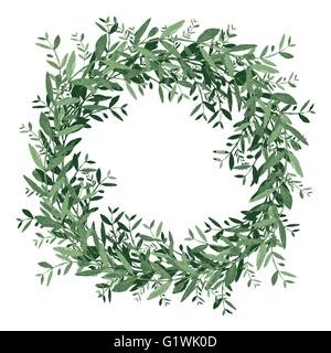 Watercolor olive wreath. Isolated vector illustration on white background. Organic and natural concept. Stock Vector