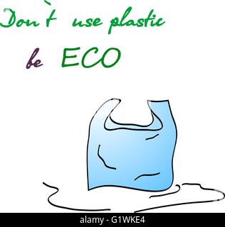 Painted plastic bag and be eco slogan Stock Vector