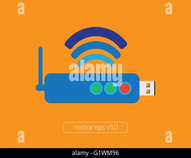 Computer modem icon flat vector. Wifi router. Device hub isolated Stock ...