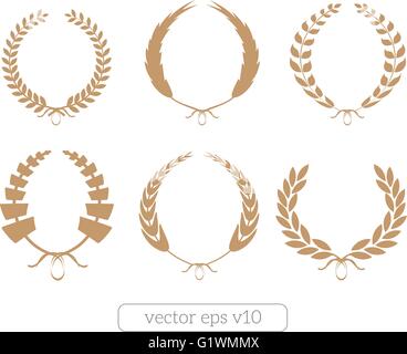 Green laurel wreaths set collection. Vector illustration Stock Vector ...