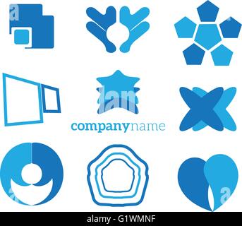 logo elements set blue Stock Vector