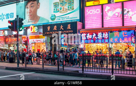 Kowloon at night in Hong Kong Stock Photo
