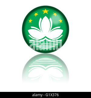 Sphere of Macau flag with reflection at bottom. Stock Photo