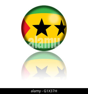 Sphere of Sao Tome and Principe flag with reflection at bottom. Stock Photo